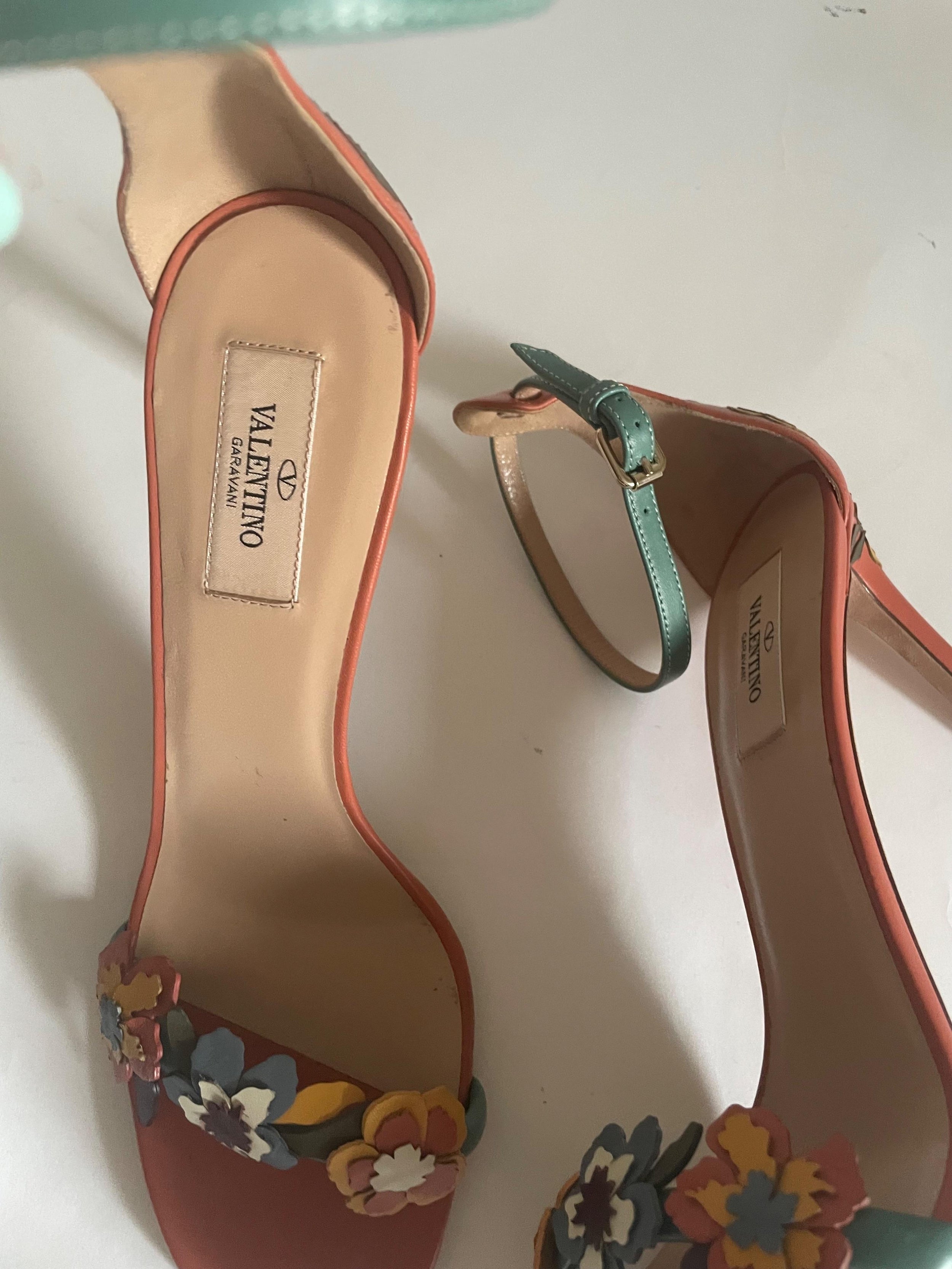 Floral Embellished Leather Sandals