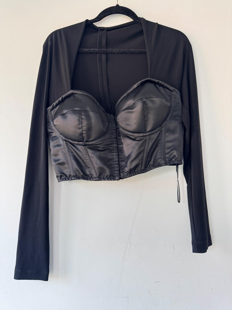 Black Square Neck Corset Top