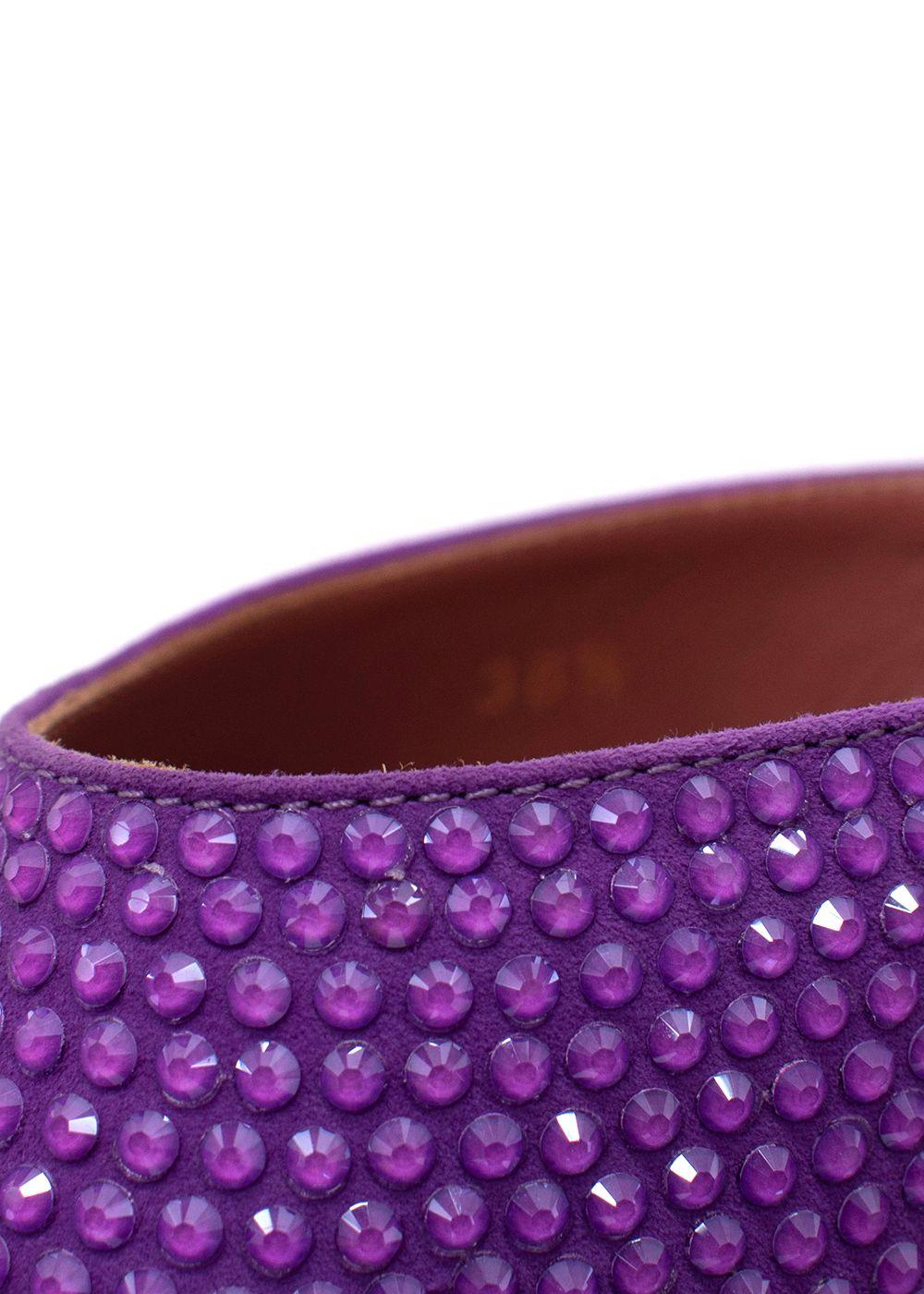 Amina Muaddi Purple Crystal Embellished Lupita Mules