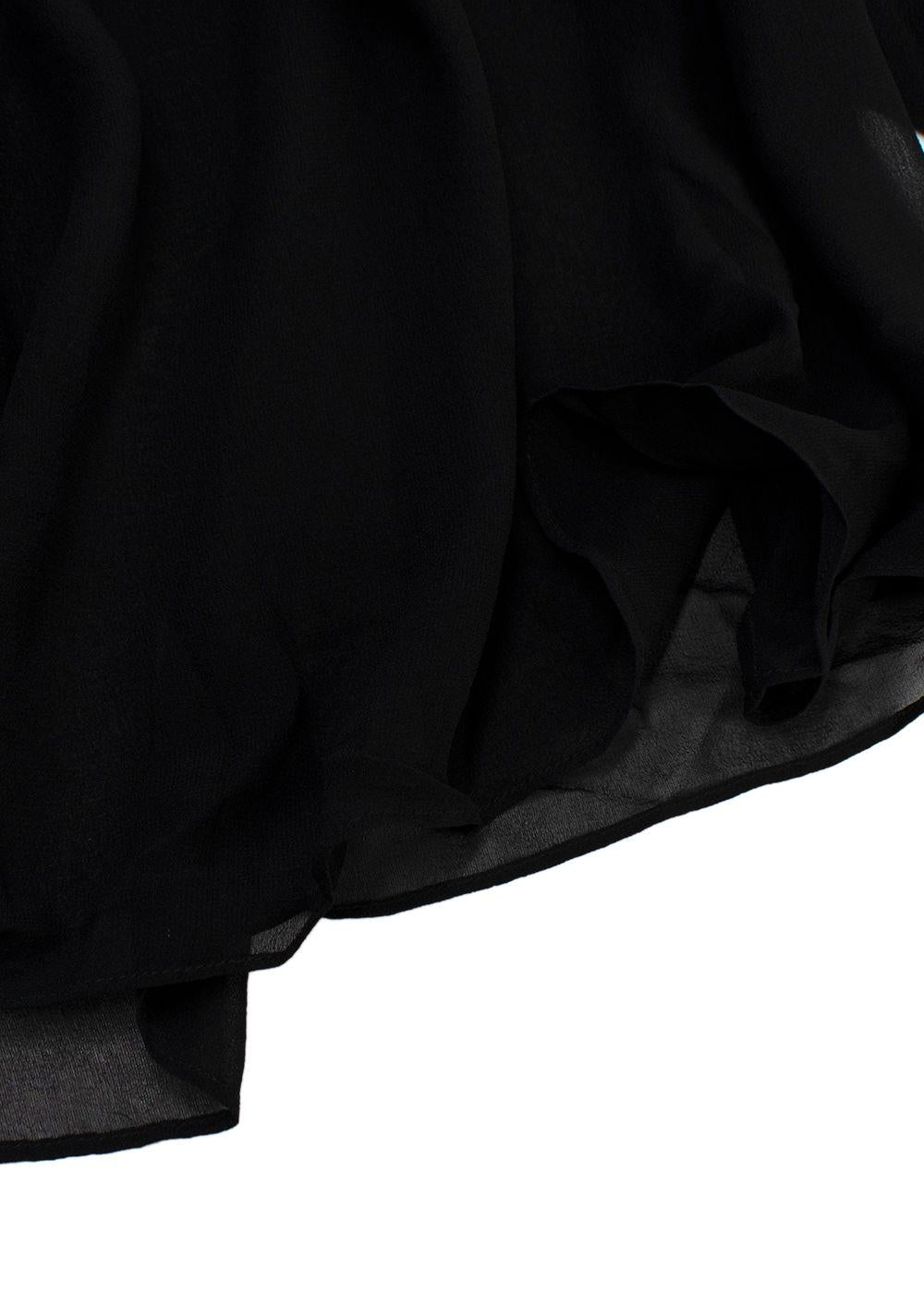 MaxMara Black Sheer Ruffled Silk Midi Dress