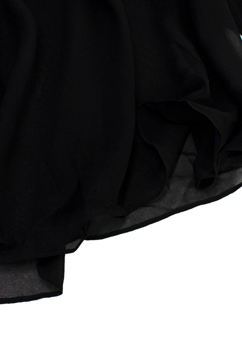 MaxMara Black Sheer Ruffled Silk Midi Dress