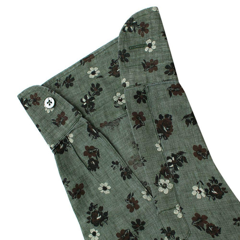 Donato Liguori Sage Green Floral Linen Shirt