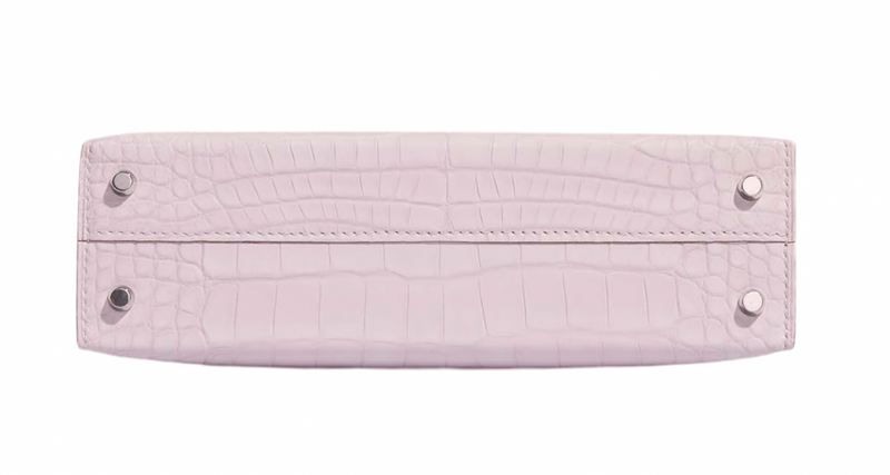 Mauve Pâle 20 cm Sellier Mississippiensis Alligator Matte Kelly  Palladium Hardware