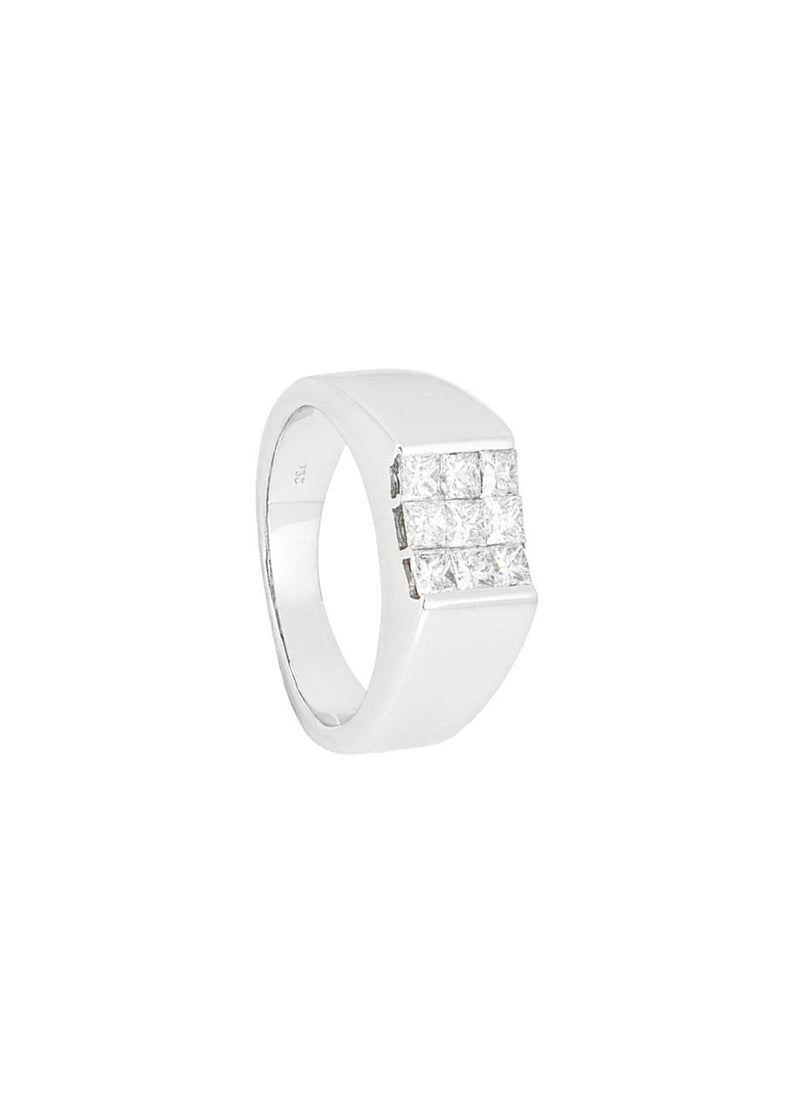 0.7ct Princess Cut Diamond Signet Ring - Size 55
