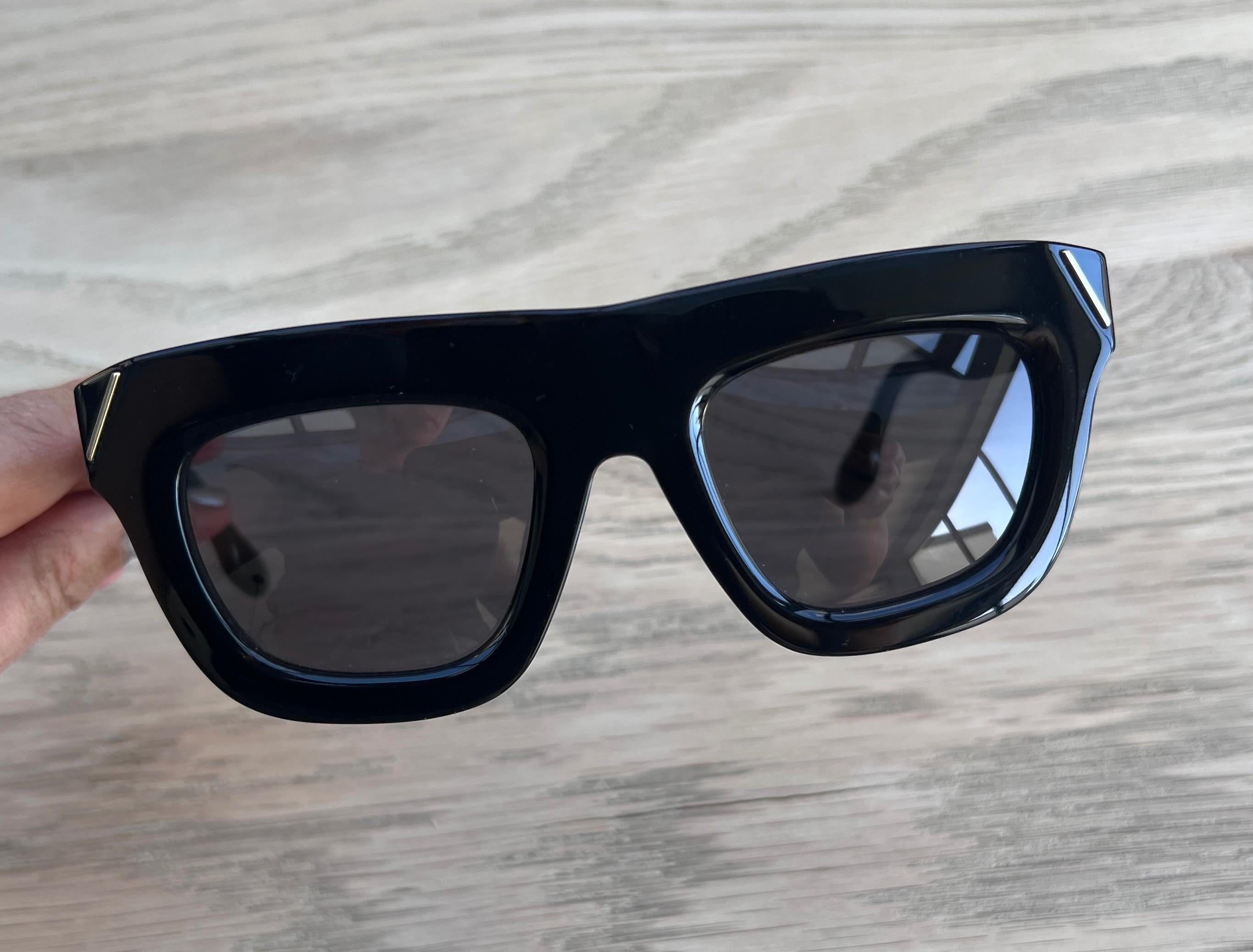 Black Beveled Cat Eye Sunglasses