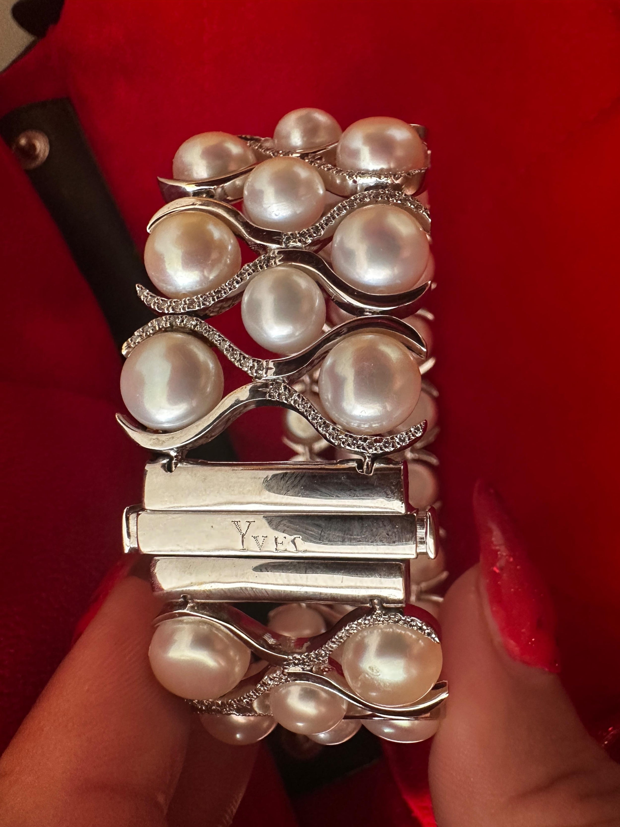 Yvel Pearl, White Gold And Diamond Cuff