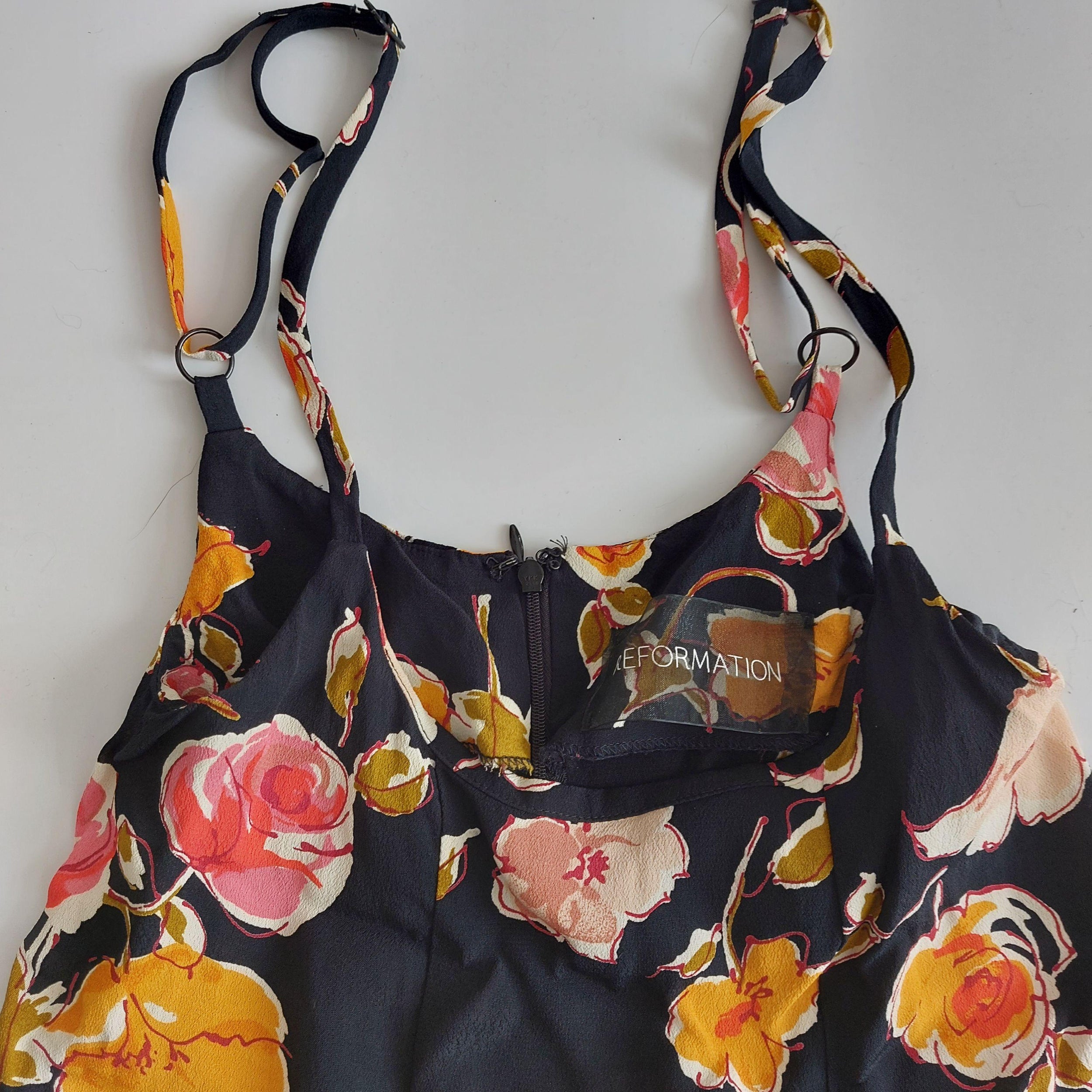 Black painterly floral crepe cami top