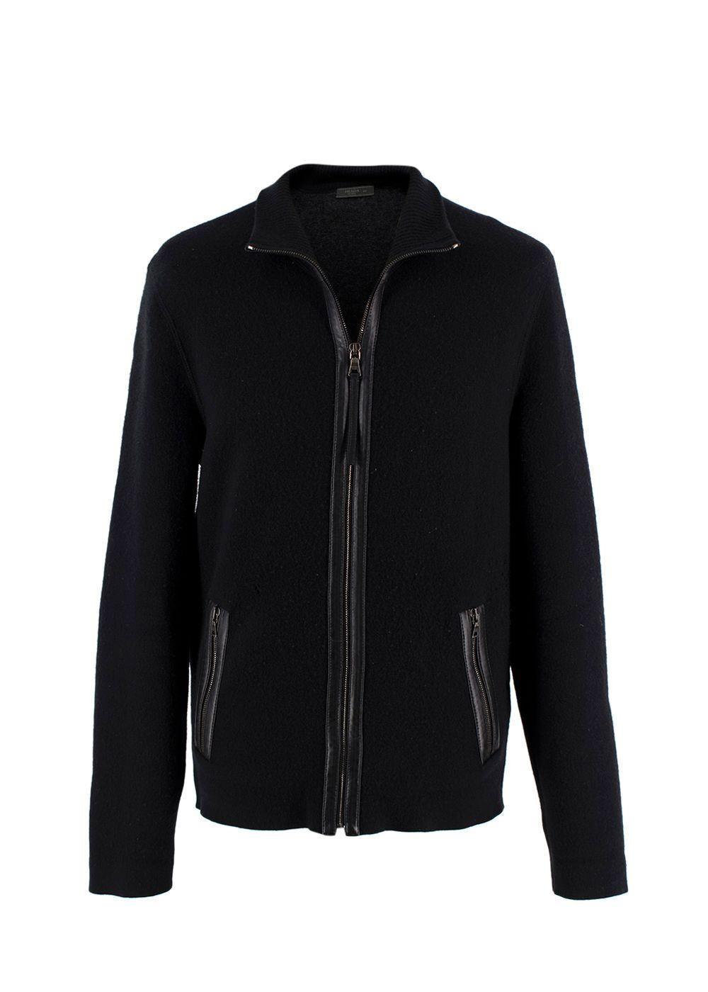 Prada Black Wool and Cashmere Blend  Zip Up  Jacket