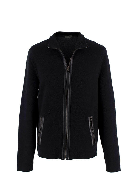 Prada Black Wool and Cashmere Blend  Zip Up  Jacket