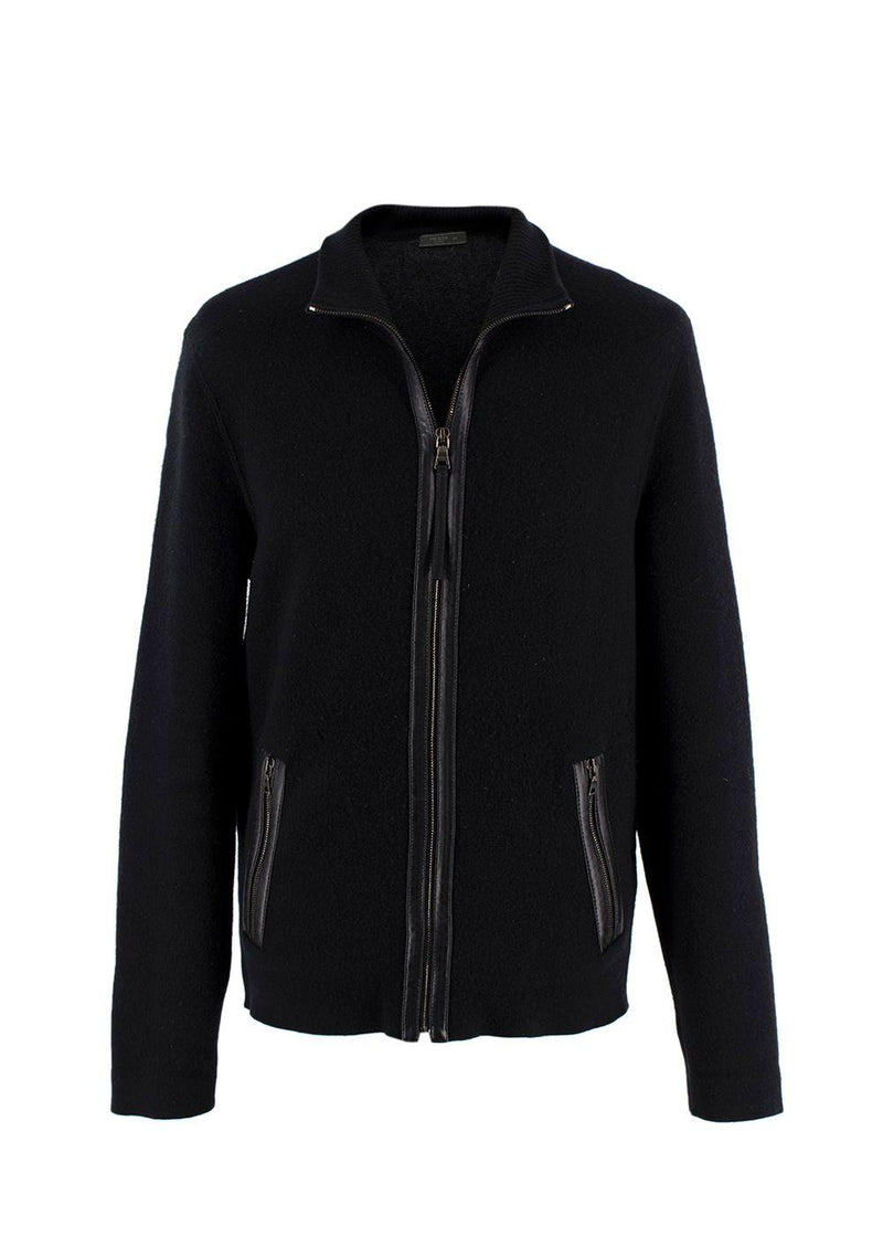 Prada Black Wool and Cashmere Blend  Zip Up  Jacket