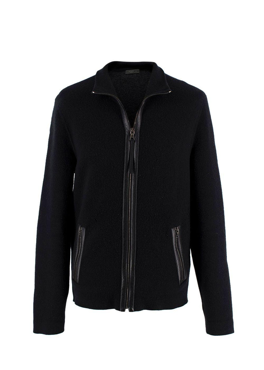 Prada Black Wool and Cashmere Blend  Zip Up  Jacket