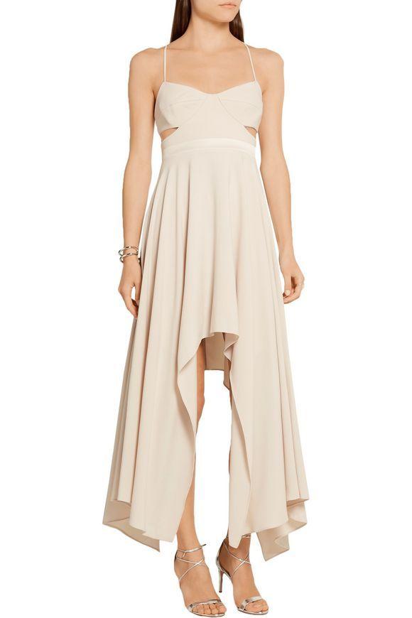 Halston Cutout satin-trimmed stretch-crepe dress