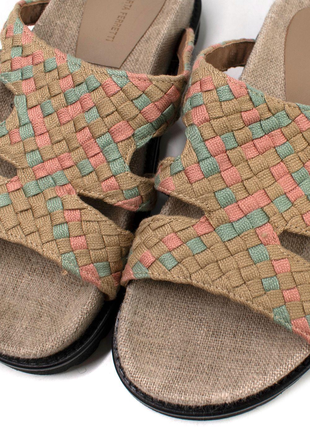 Alberta Ferretti Woven Beige Sandals