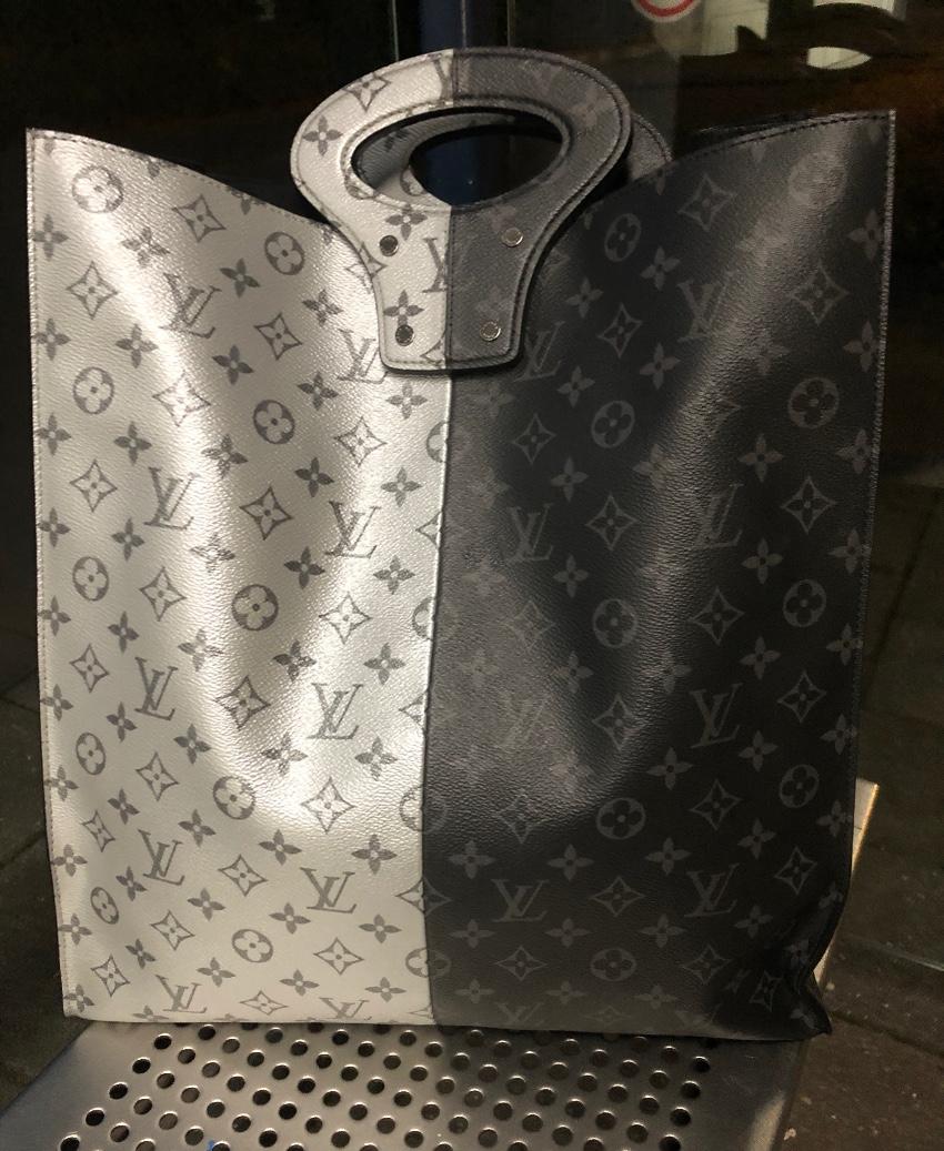 Louis Vuitton Black & Silver Split Monogram Runway Tote