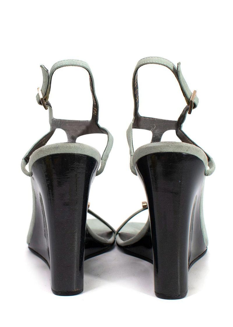 Gucci Turquoise Suede Wedges