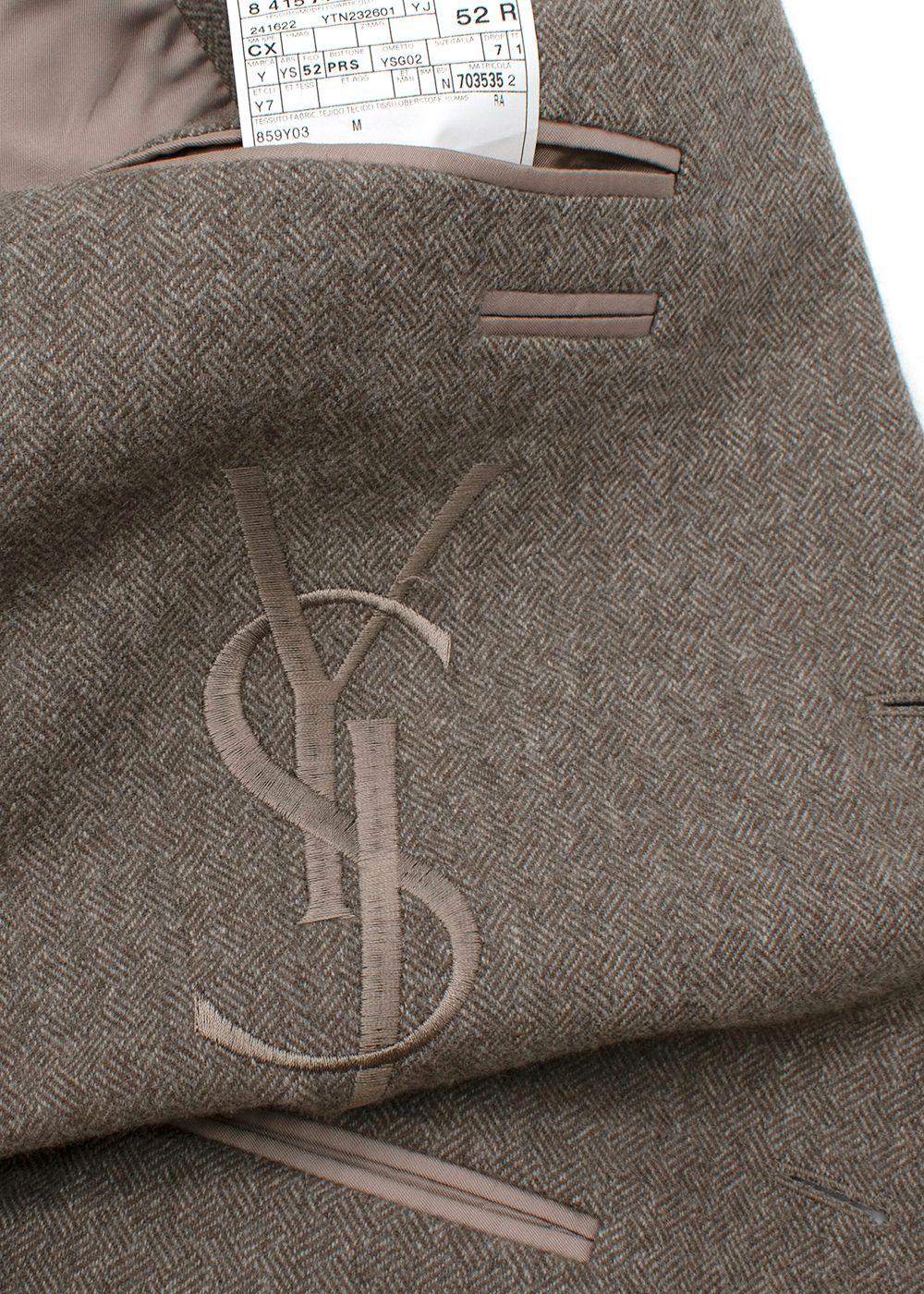 Vintage Stone Herringbone Tweed Single Breasted Blazer