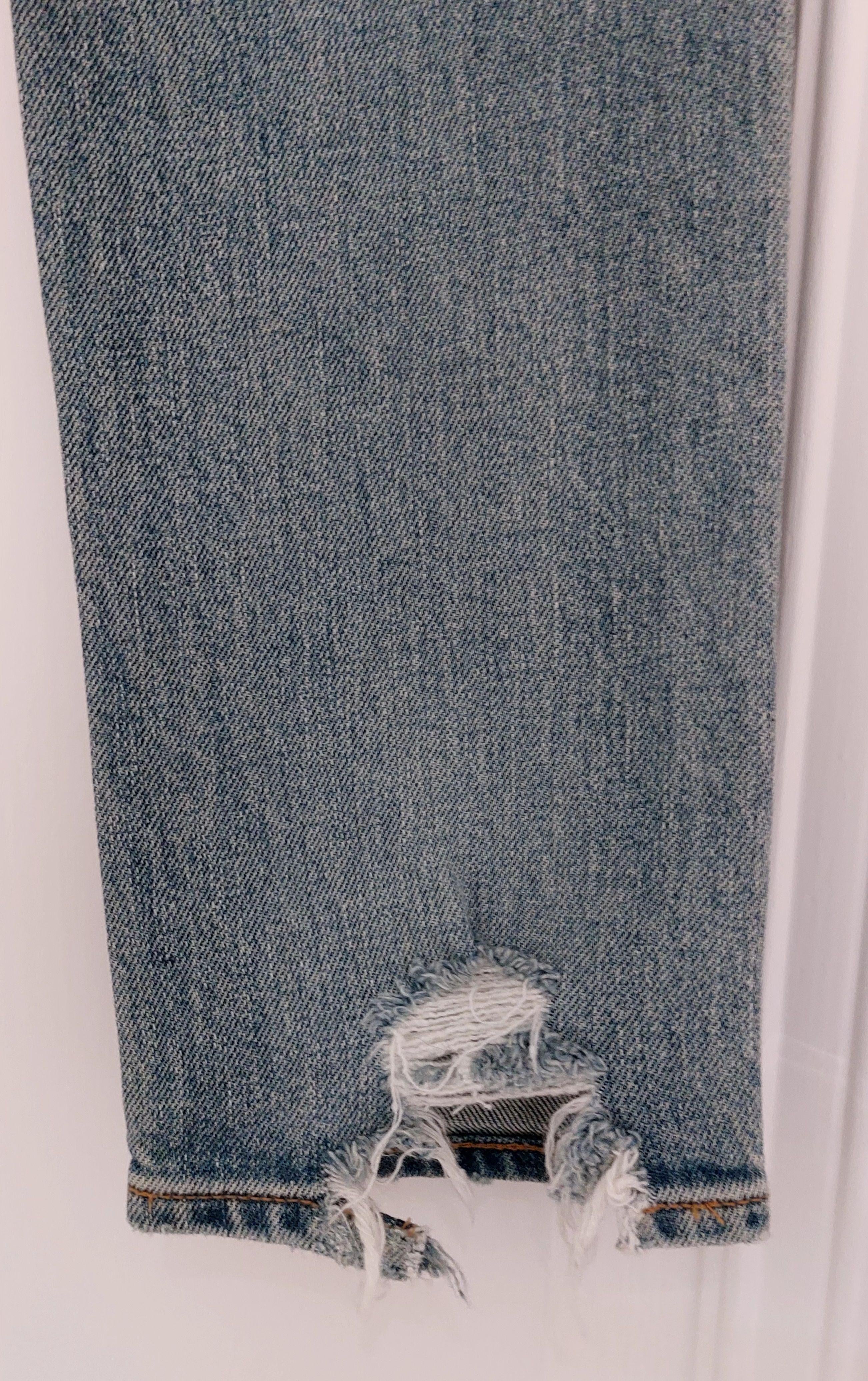 Saint Laurent Washed Denim Distressed Skinny Jeans