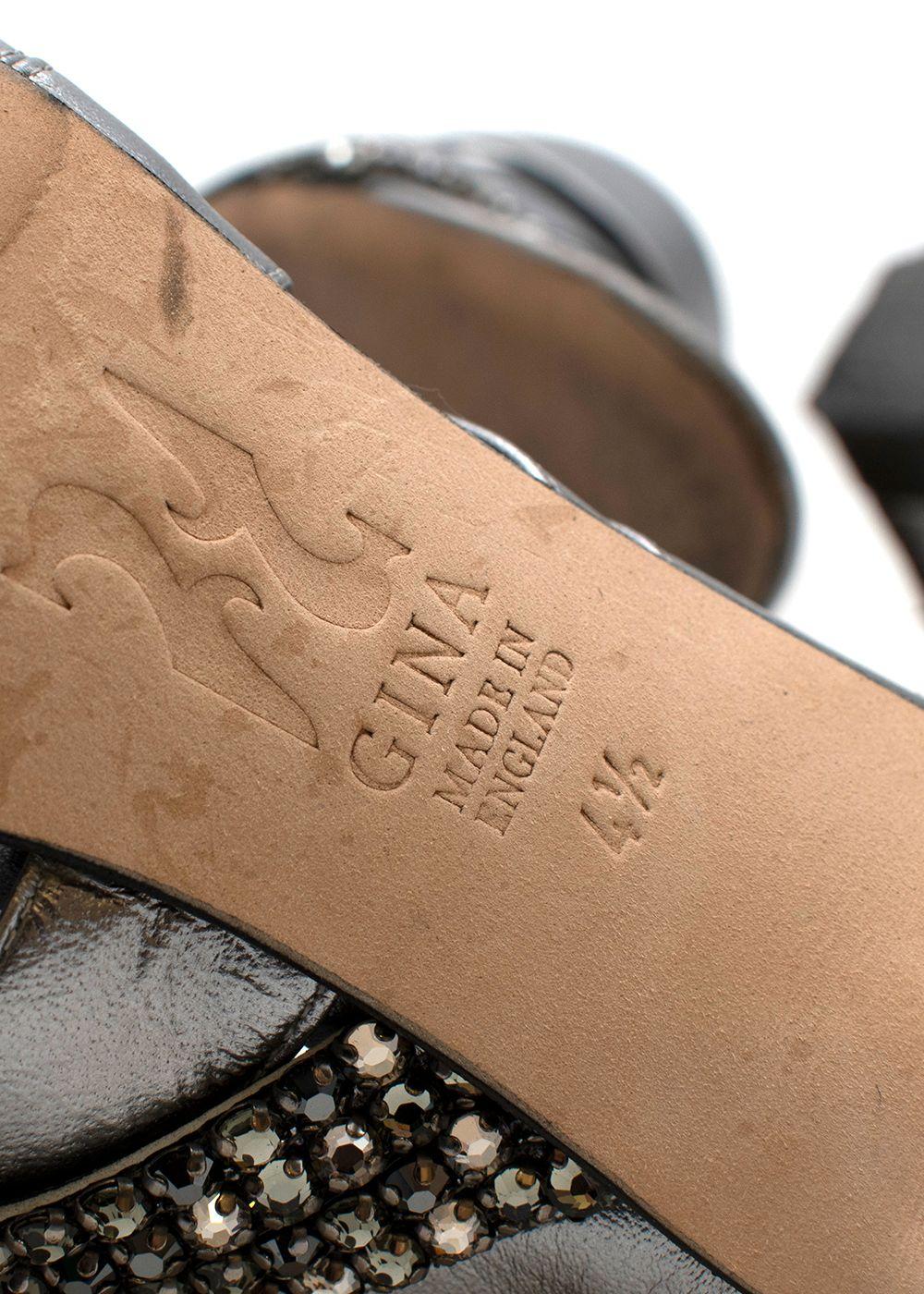 Crystal Embellished Silver Mules