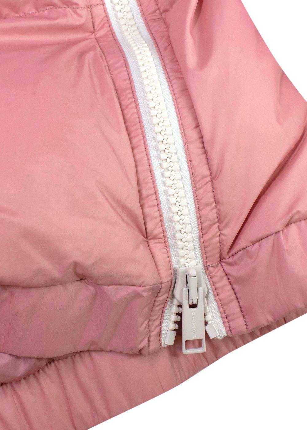 Yves Salomon Army Pink Puffer Jacket with White Fur Trim