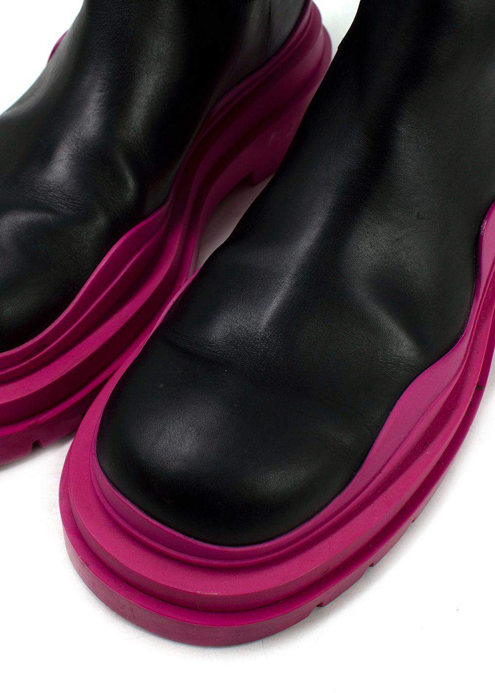 Bottega Veneta Pink Tire Rubber-trimmed Leather Chelsea Boots