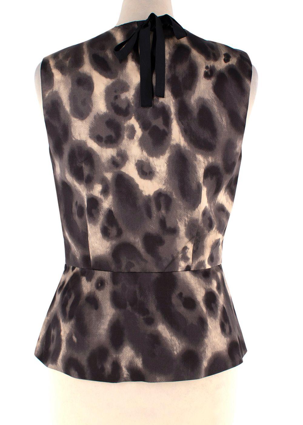 Prada Brown Leopard Print Silk Top