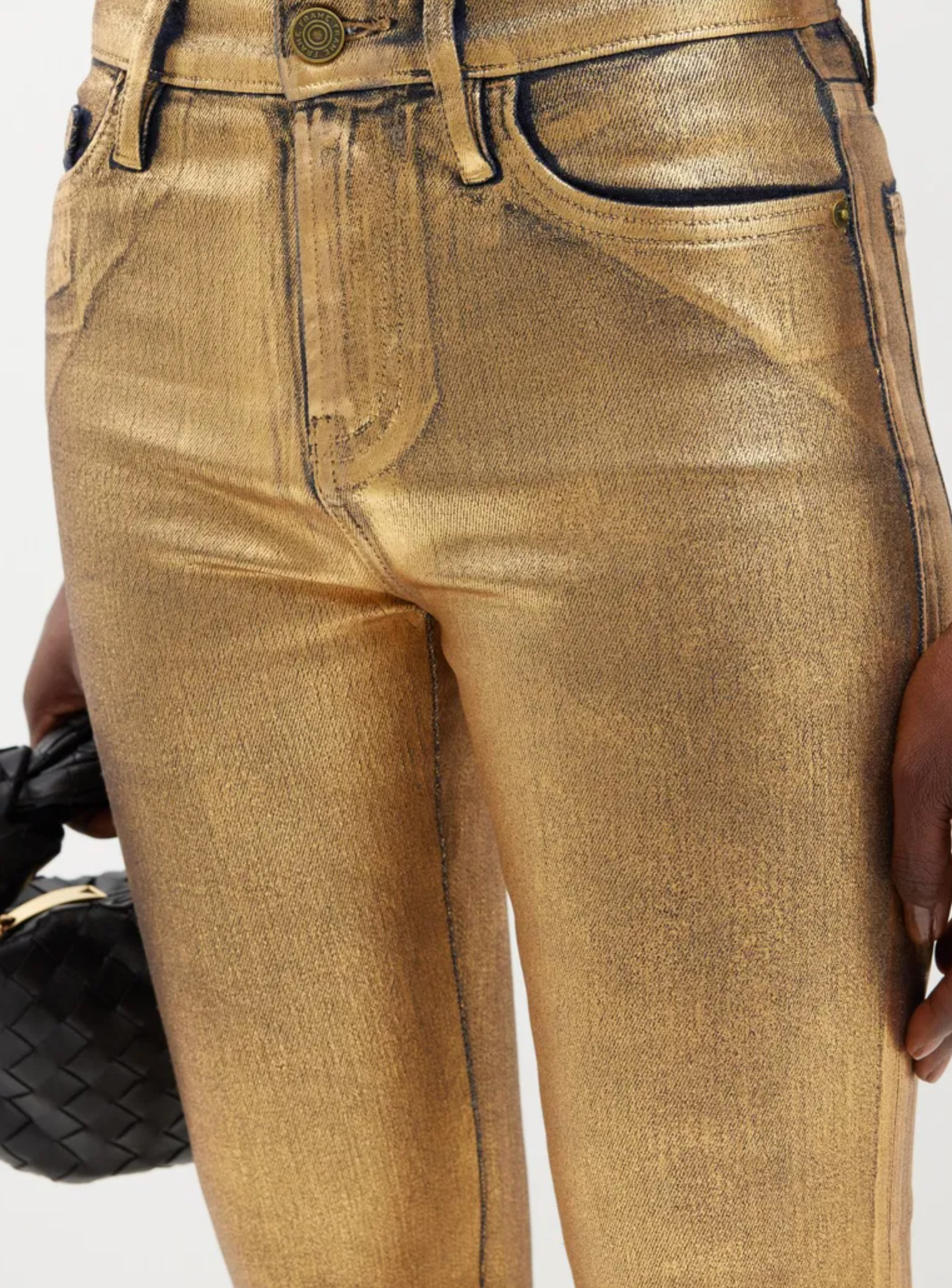 Frame Le Crop Mini Cropped Metallic Coated High-Rise Bootcut Jeans