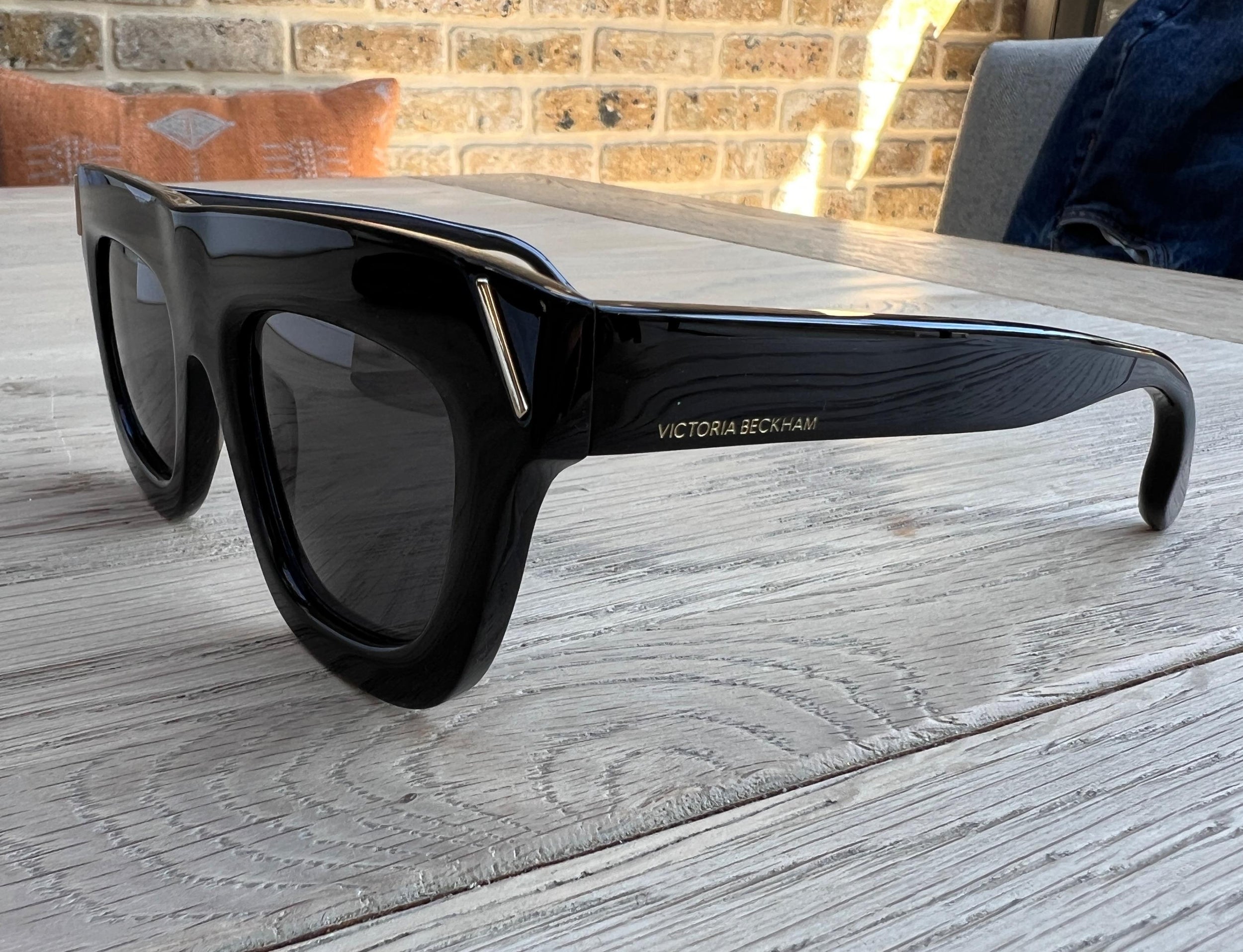 Black Beveled Cat Eye Sunglasses
