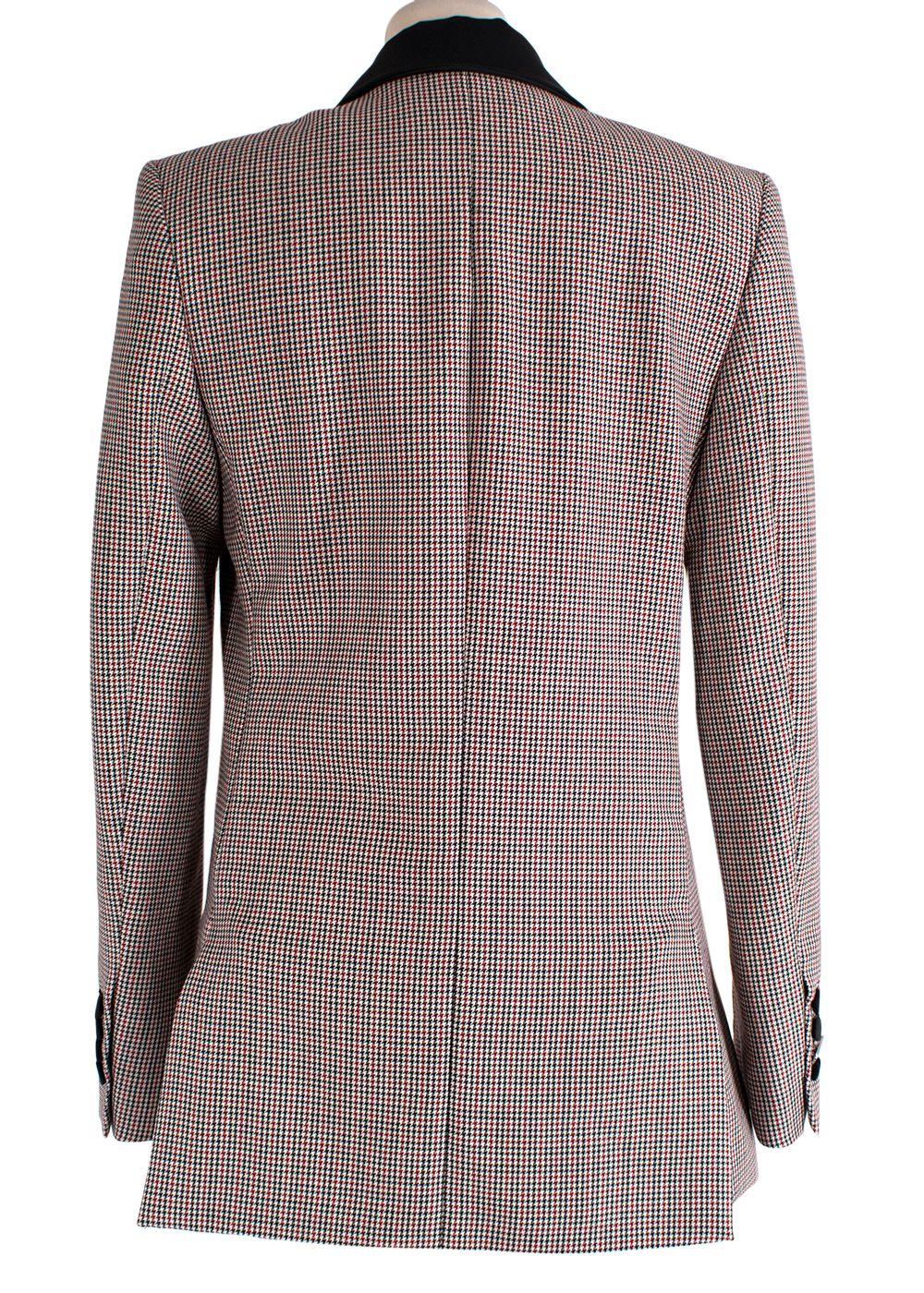 Contrast Lapel Micro Houndstooth Blazer