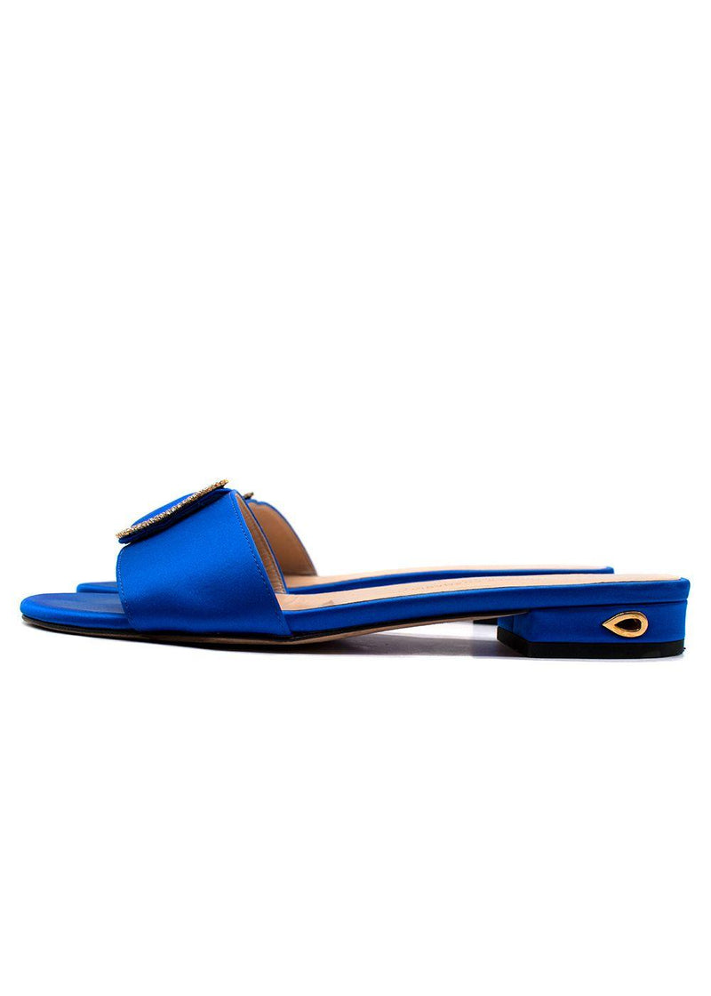 Jennifer Chamandi Blue Satin Slides