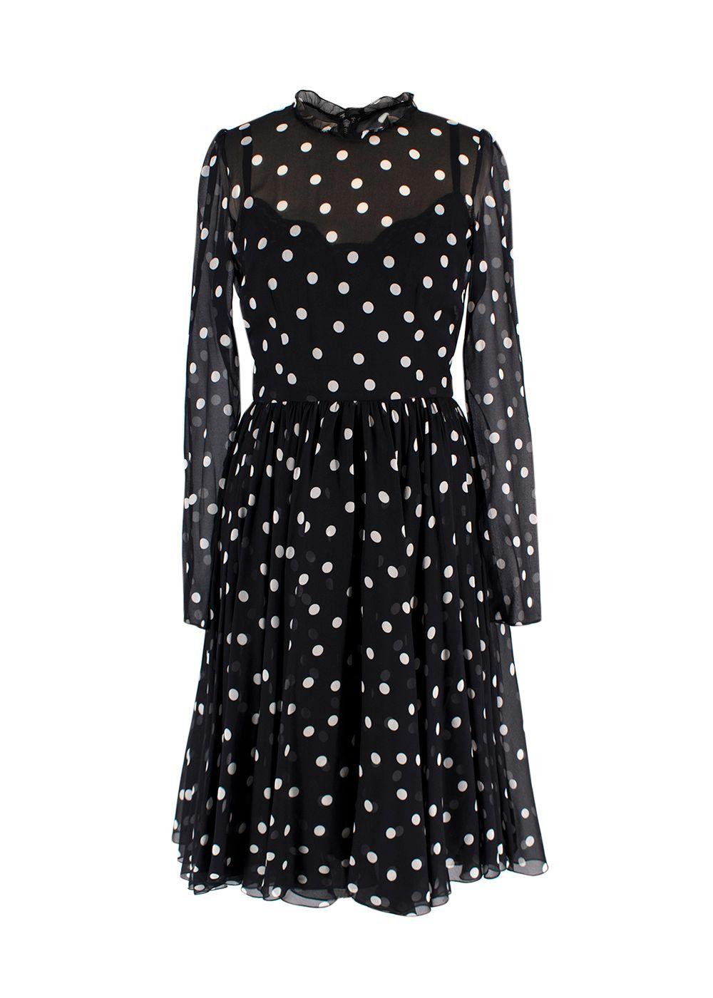 Dolce & Gabbanna Black Semi Sheer Polka Dot Dress