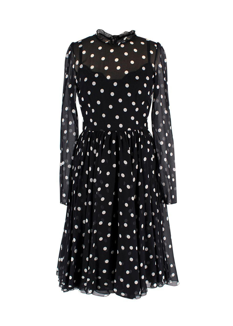 Dolce & Gabbanna Black Semi Sheer Polka Dot Dress
