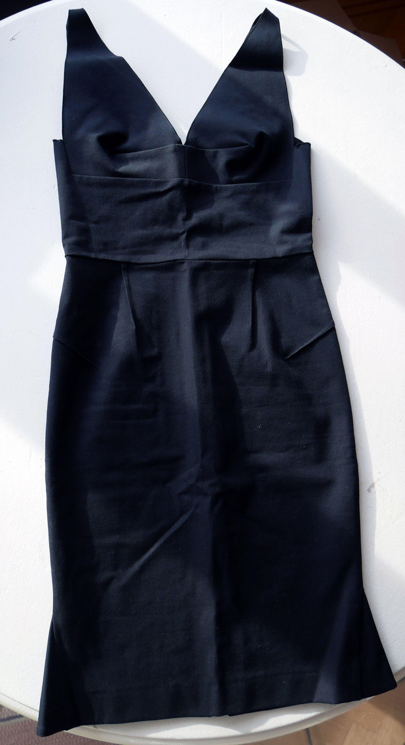 Jasper sleeveless black v-neck stretch twill dress