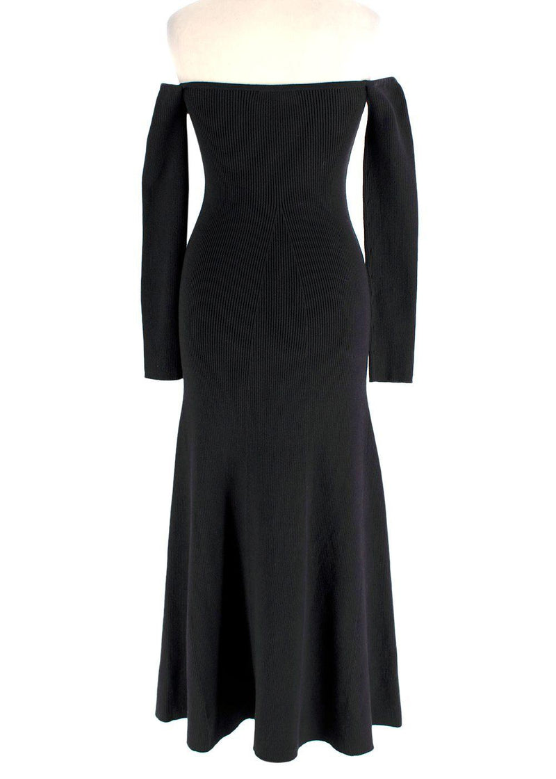 Reformation Black Ribbed Symone Cotton Sweater Dress