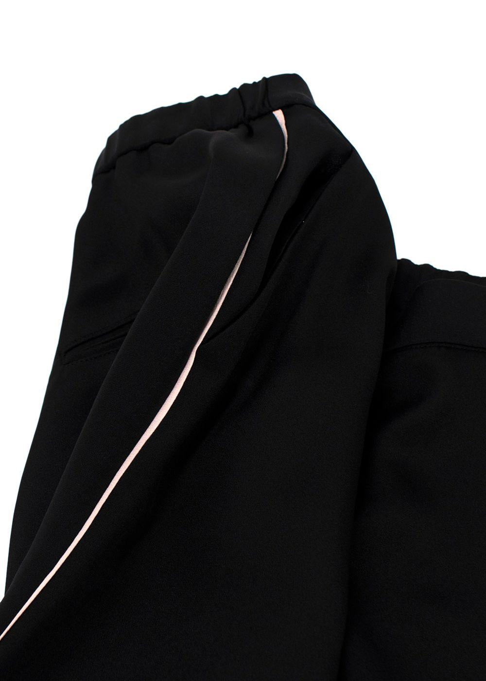 Erdem Black Contrast Piping Silk Tailored Trousers