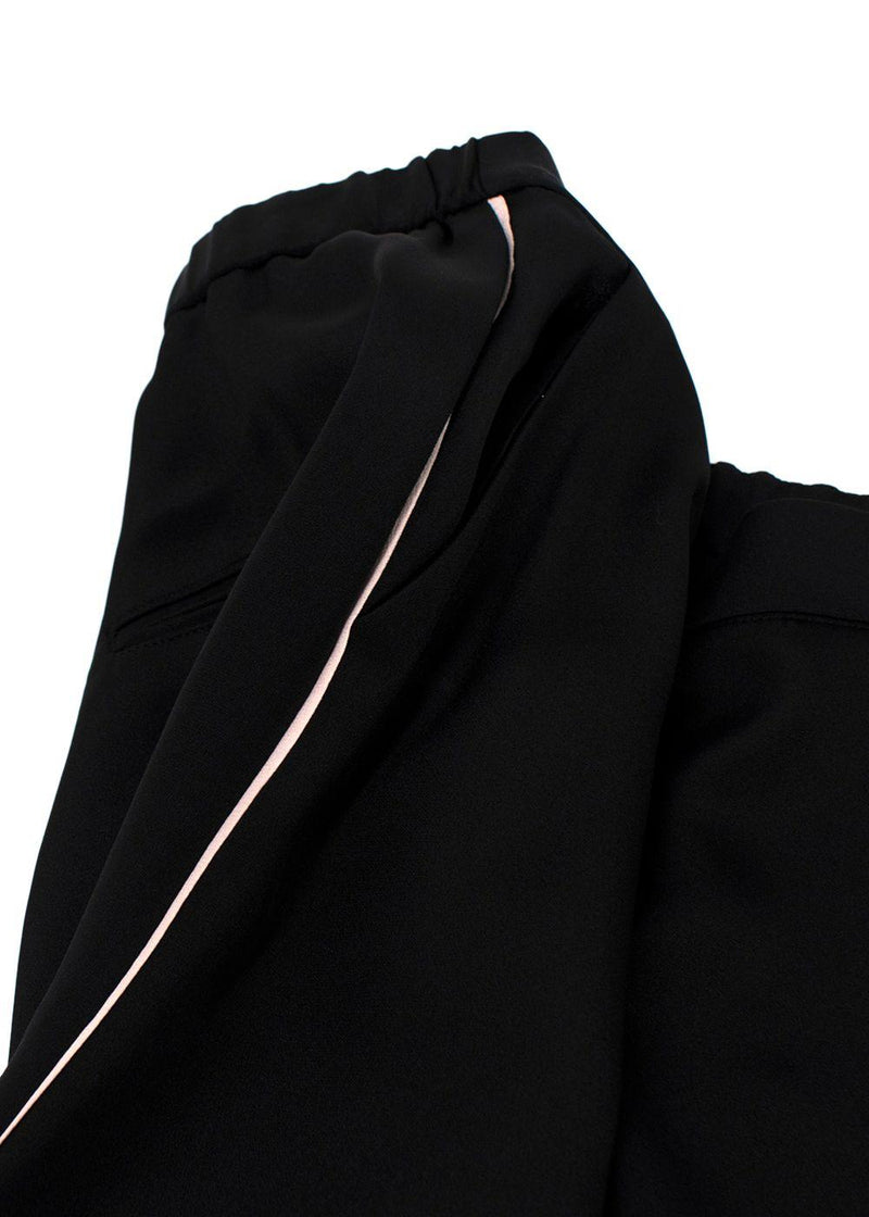 Erdem Black Contrast Piping Silk Tailored Trousers