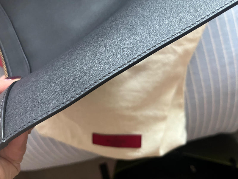 Valentino Black Leather V-Logo Clutch