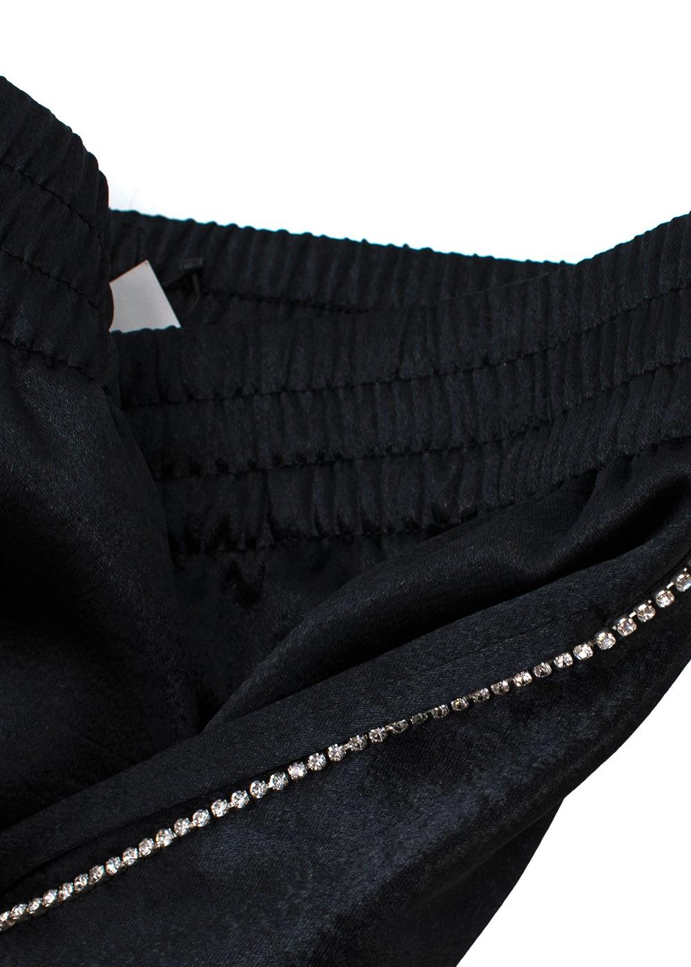 J Brand Black Satin Crystal Side Stripe Trousers