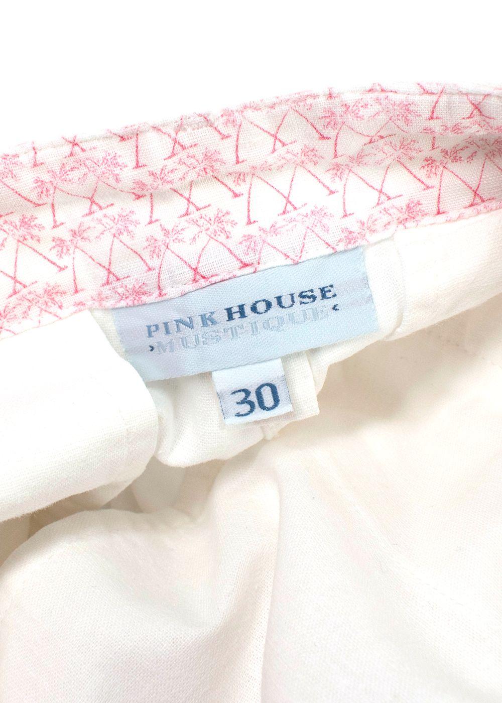 Pink House Mustique White Linen-blend Trousers