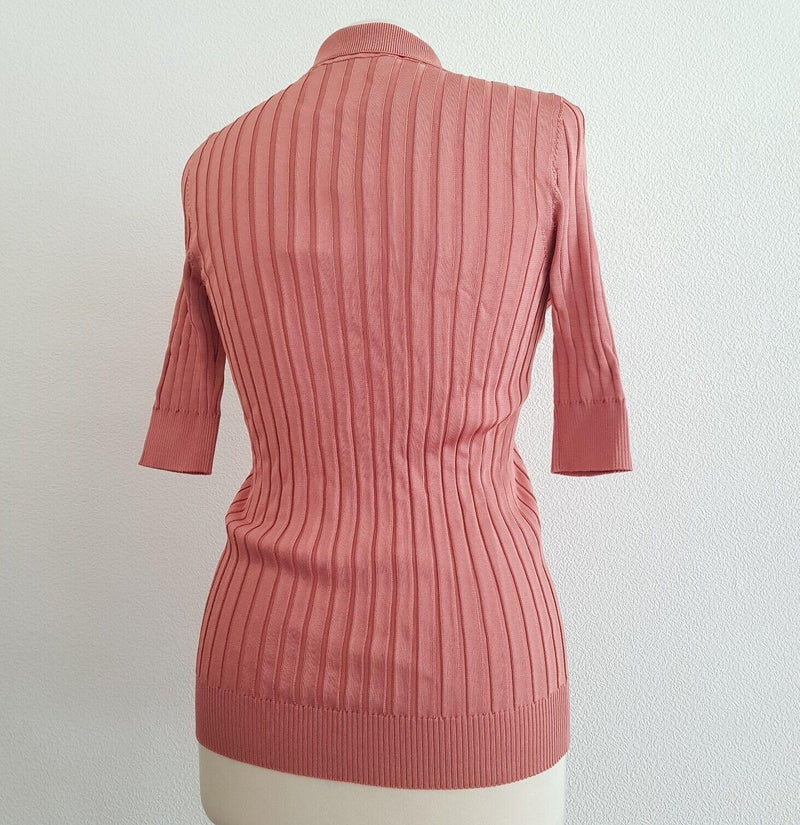 Rose Gold Ribbed Knit Jimmy Polo Shirt