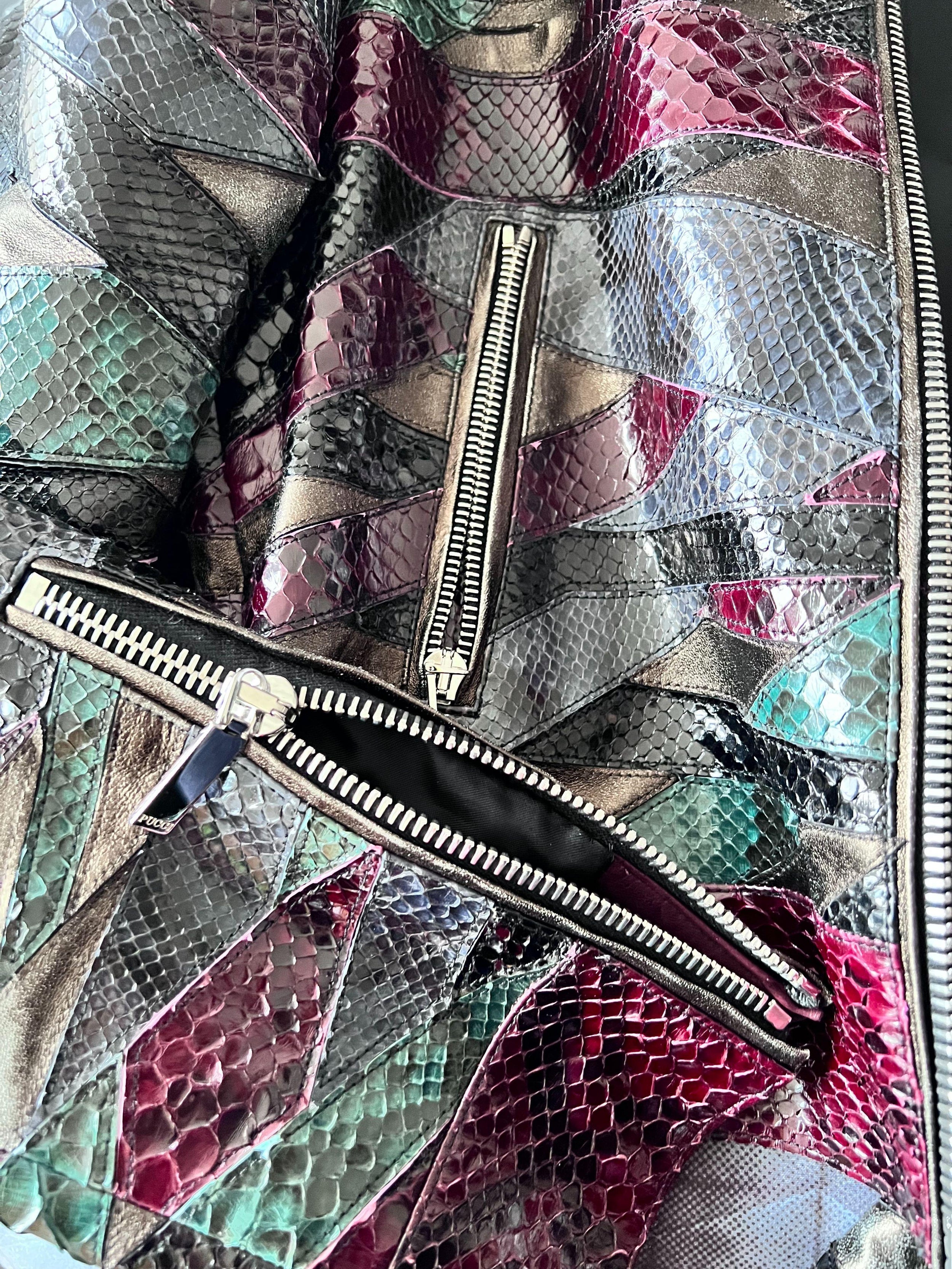 Python & Calf Leather Multicoloured Patchwork Jacket