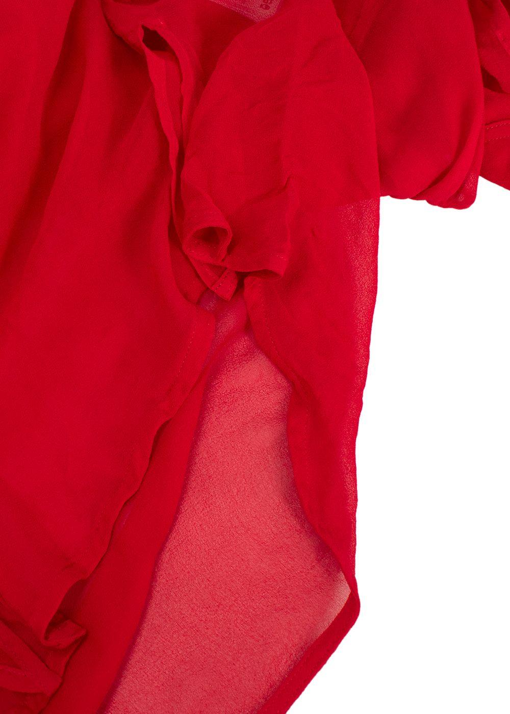 Victoria Beckham Red Sheer Ruffle Detail Blouse