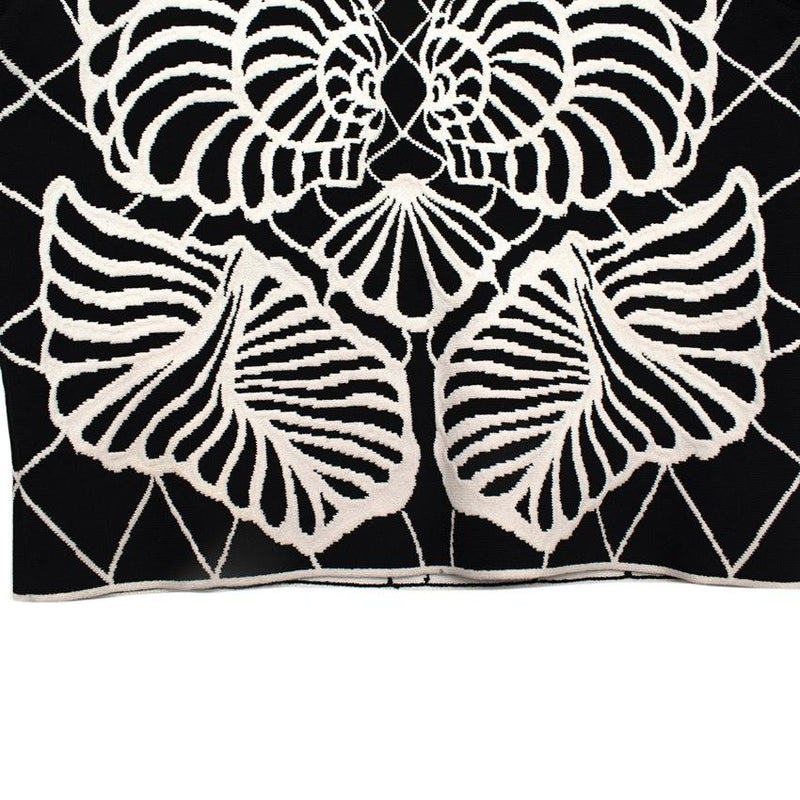 Alexander McQueen Black & White Shell Intarsia Knit Top & Skirt