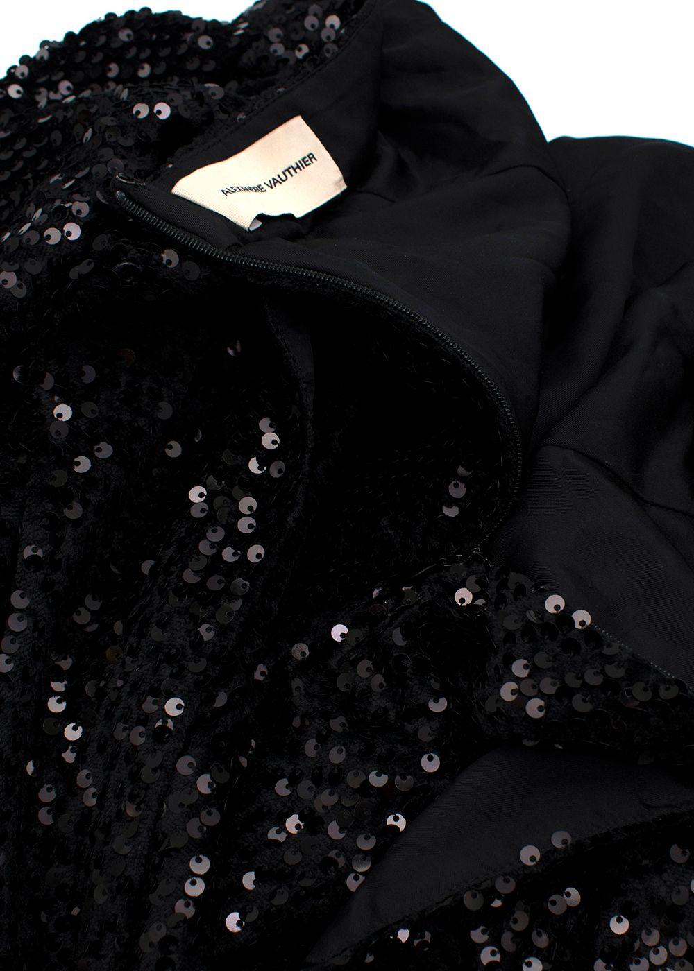 Black Sequinned Peplum Mini Skirt