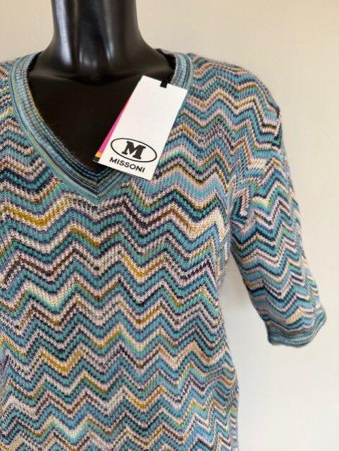 M Missoni Blue ZigZag Top