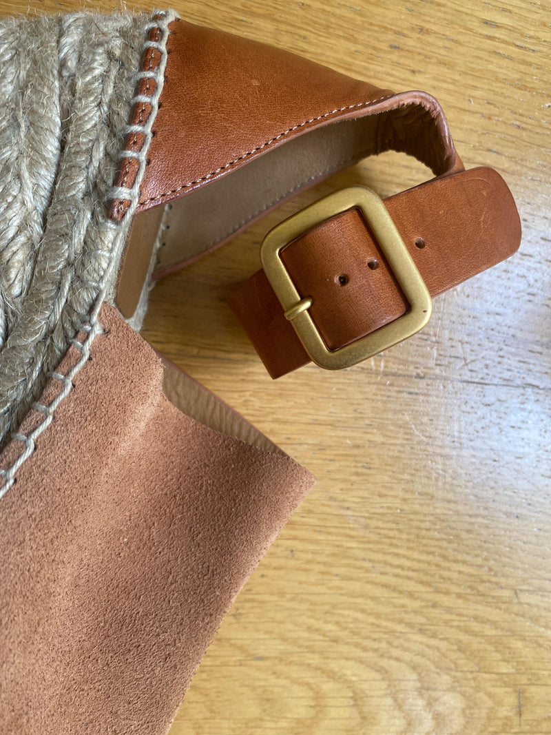 Chloe Tan Suede Espadrille Wedges