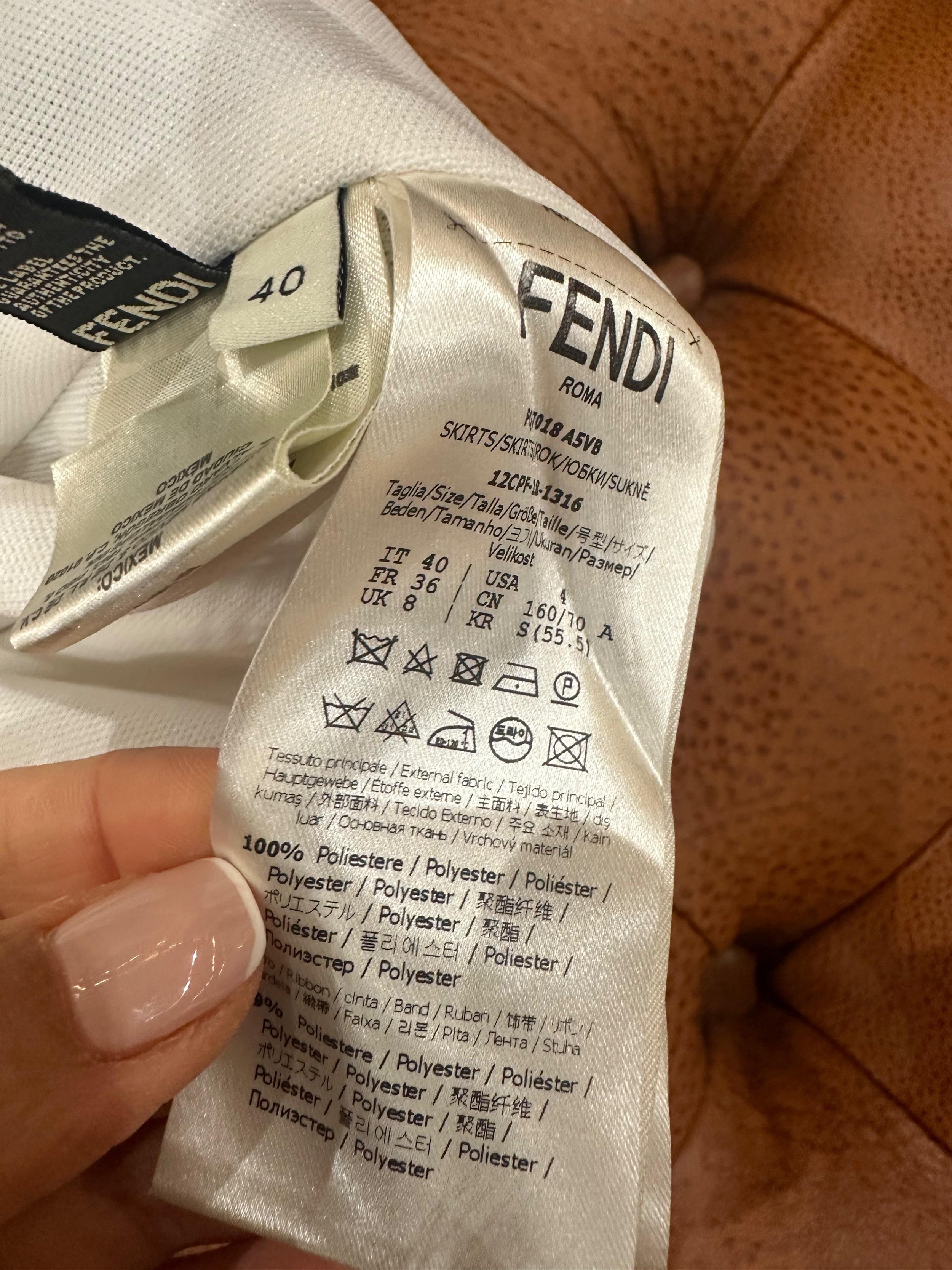 Fendi x Fila white pencil skirt