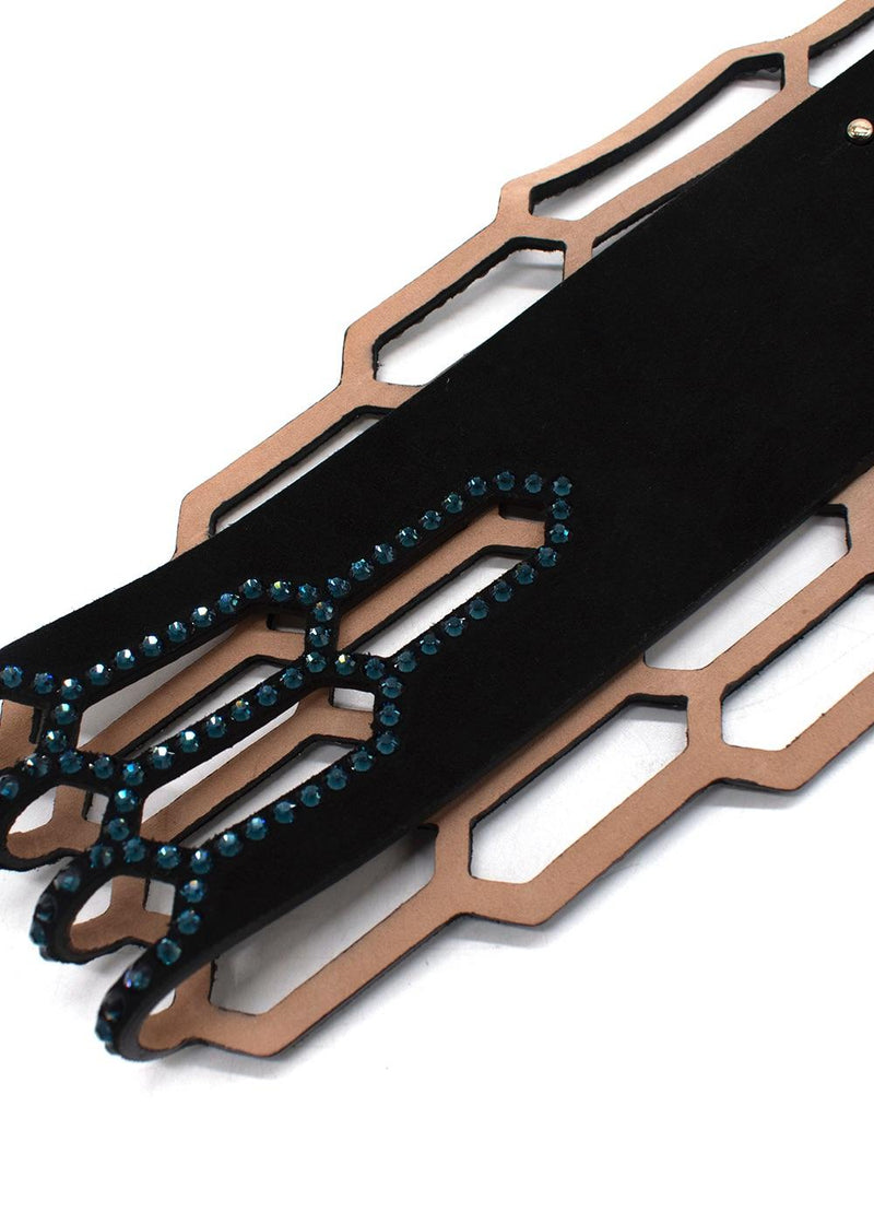 Roberto Cavalli Black Embellished Cage Waist Belt