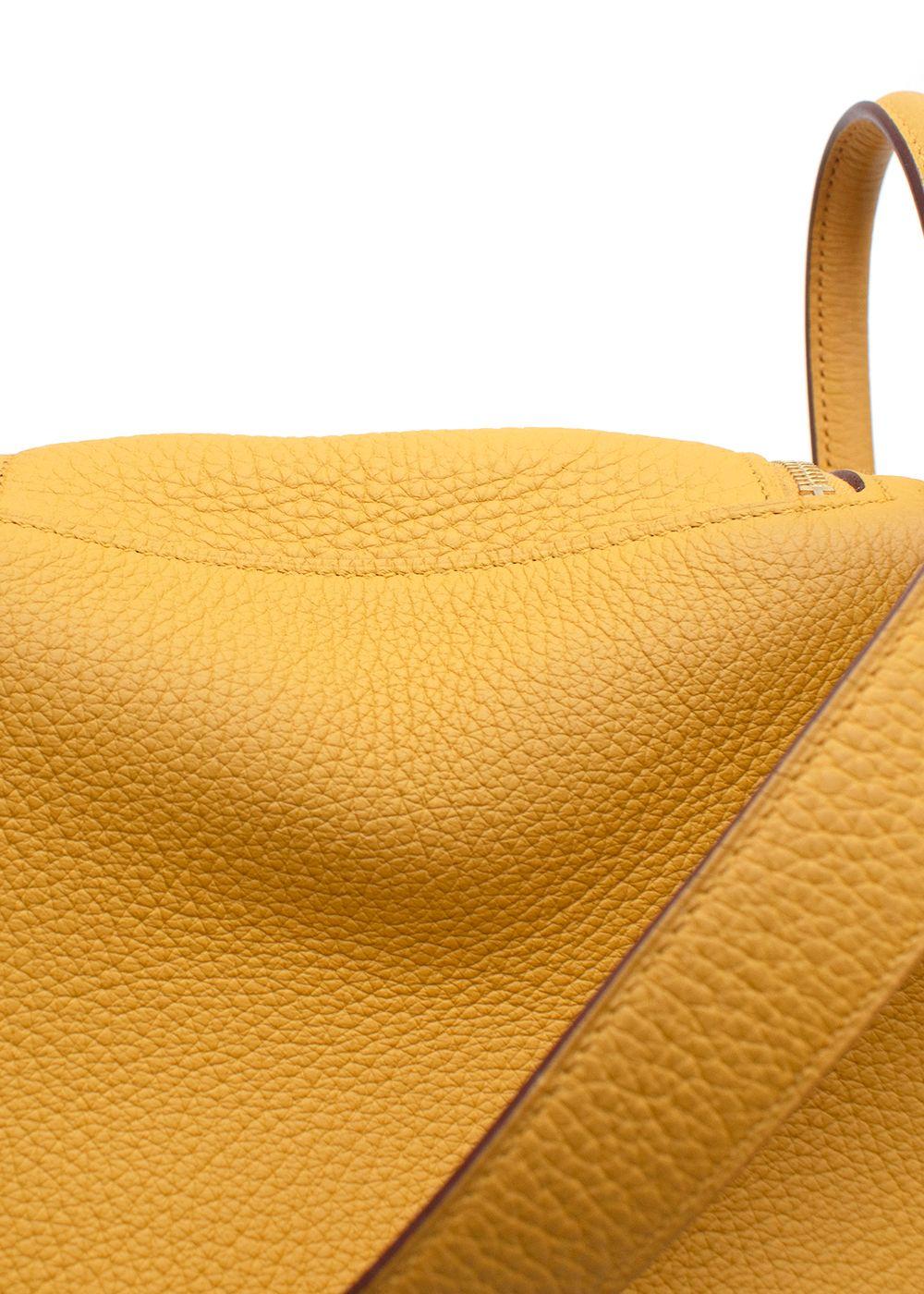 Hermes Mini Lindy in Sun Clemence Leather with Gold Hardware