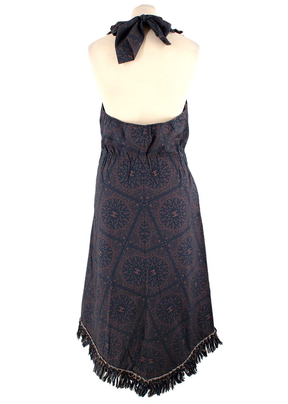 Chanel Fringed CC Paisley Print Halterneck Dress