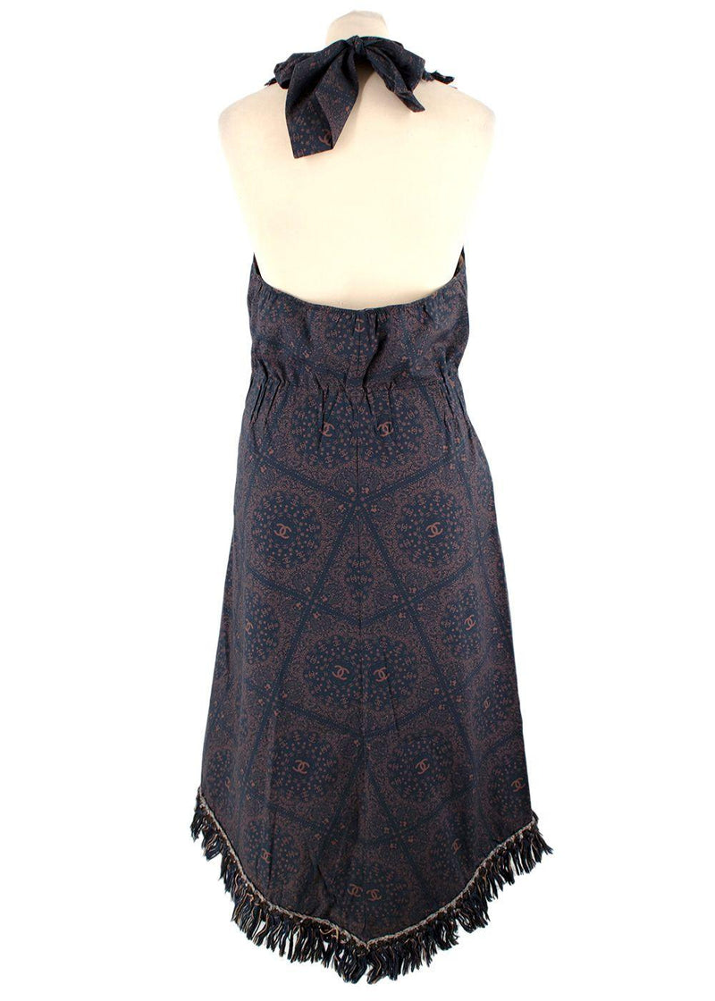 Chanel Fringed CC Paisley Print Halterneck Dress